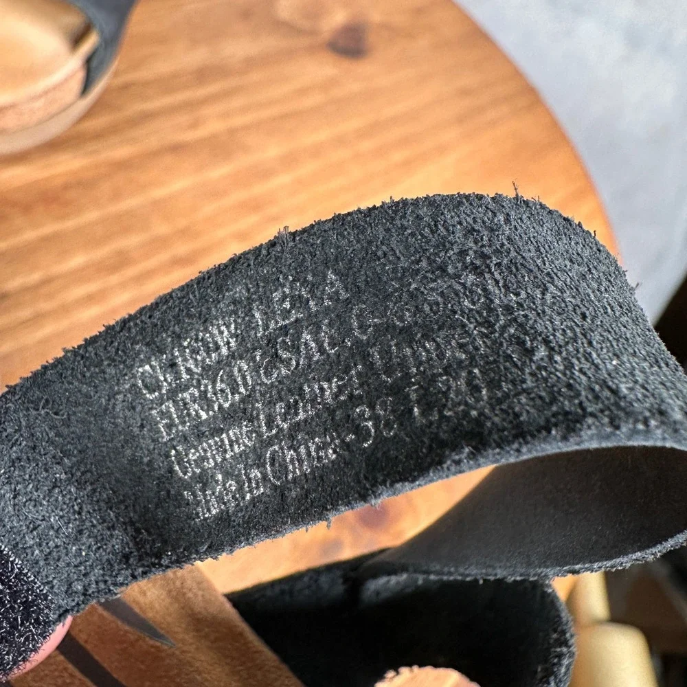 Aetrex Lexa Wedge Sandals Womens 36 Black Good Leather Orthotic Comfort